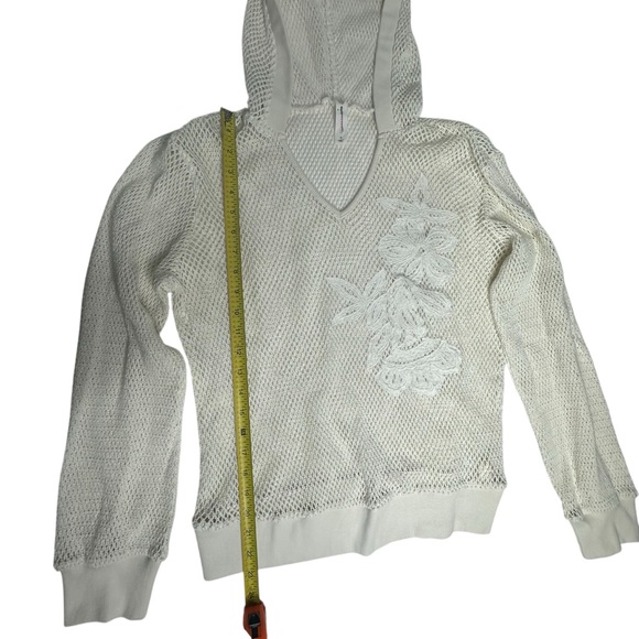 NWOT Anthropologie Daily Practice White Embroidered Mesh Hooded Pullover m - Picture 9 of 12